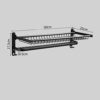 N/A Bathroom Towel Rack Foldable Towel Rail Aluminum 60cm Black Fixed Bath Towel Holder Folding Bath Shelves