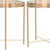 Round Side Table Gold End Table, Metal Tray Snack Table Coffee Tea Table Nightstand Sofa Table for Living Room Bedroom Balcony Patio, Living Room