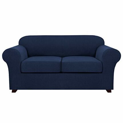 H.Versailtex 2-Seater Sofa Slipcovers Stretch Loveseat Covers for 2 Seat Cushion Covers Jacquard Form Fit Slip Resistant Furniture Protector, 2 S