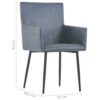 vidaXL 6x Dining Chairs with Armrests Dining Room Home Furniture Dinner Chair Kitchen Chair Armchair Bedroom Restaurant Chair Grey Faux Suede Lea