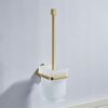 RAKUTE Brushed Gold Full Copper Bathroom Accessories Kit, Towel Ring, Toilet Brush, Triangular Basket, Tissue Rack, Coat Hook Bathroom Ring