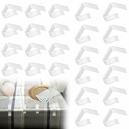 24Pcs Table Cloth Holder Clips, Plastic Picnic Table Clips for Tablecloth, 2Size Tablecloth Clips for Outdoor Picnic Tables, Table Skirt Clip Tab