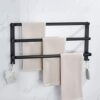 Towel Rail Towel Rack Towel Holder Wall-mounted Towel Bar Three Layers,Black Simple Household,Solid Thick Aluminum Material,Anti-rust No Drilling