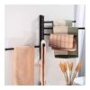HIGOH Towel Rack Towel Bar Towel Holder with Hooks, Wall Mounted Bathroom Towel Rack Hanging Holder, Aluminum Multipurpose 5 Layer Towel Bar Deco