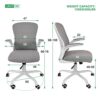 Fullwatt Office Chair, Flip-up Armrest Ergonomic Desk Chair Computer Task Chair Mesh with Armrests lumbar support Mid-Back for Home Office Confer