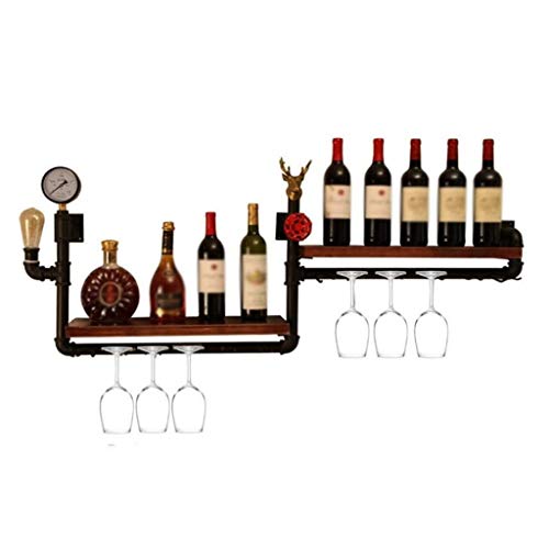 SCKTFS Wine Rack, Wall Rack Hanging Creative Bar Water Pipe Industrial Wind Iron Wine Cabinet
