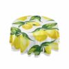 xigua Polka Dot Round Tablecloth with Zipper Umbrella Hole, Waterproof Spillproof Polyester Fabric Table Cover for Outdoor Patio Garden Dining Pa