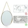 ZeRyan 30cm Round Hanging Mirror, Gold Bathroom Makeup Mirror - Brass Frame with Hanging Chain and Rope
