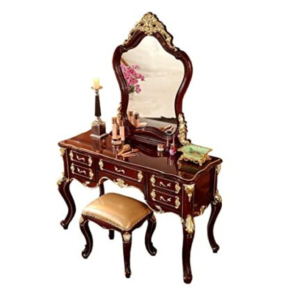 CZDYUF Solid Wood Dressing Table Vanity Table Bedroom Dressing Cabinet Princess Oak Carved Dressing Table