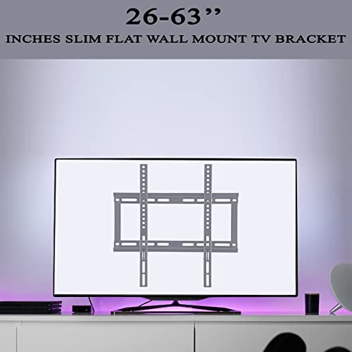 SAFEKOM| TV Wall Bracket for 26-63 Inches, Slim Flat Wall Mount, TV Bracket For 3D LCD, LED, Plasma, Sturdy Strong Flat TV Wall Mount,50Kg Weight