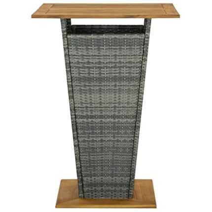 WODMB Garden Bar Table Patio Dining Table 80x80x110cm Woven Resin and Acacia Wood (Color : A, Size : One size)