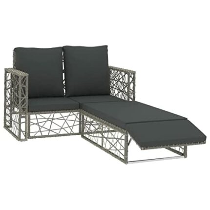 WODMB 2 Piece Garden Sofa Set with Cushions Synthetic Rattan Garden Furniture Set Gray (Color : A, Size : One size)