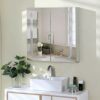 TMEE Bathroom Mirror Cabinet with LED Lights and Shaver Socket, Cosmetic Storage with Adjustable Shelf and Demister, 2 Doors, 630 W x 650mm H Ill