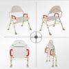 CHEWO Bath Stools,Shower Stool Disabled/Elderly/Pregnant Women/Bath Seat Free Telesfolding High Back Armrest Bathroom Stool White
