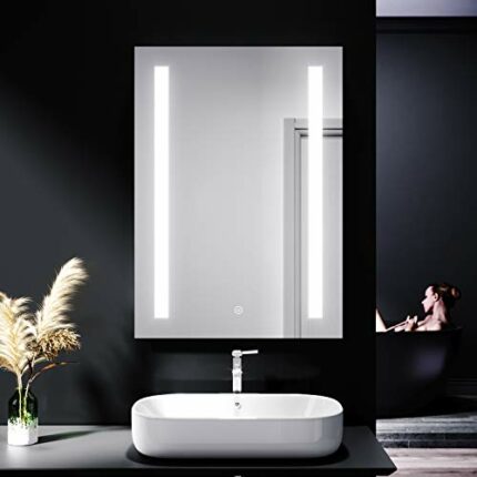 ELEGANT 500 x 700mm LED Illuminated Bathroom Mirror with Shaver Socket Demister Pad Wall Mounted Single Touch Sensor IP44 Smart Modern Bathroom V
