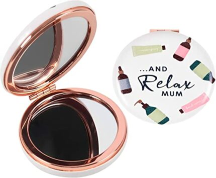 Tech Island Compact Mirror, Relax Mum Makeup Mirror, Magnifying Travel Makeup Mirror, Cosmetic Accessories, Round Pocket Mirror, For Birthday, Mo