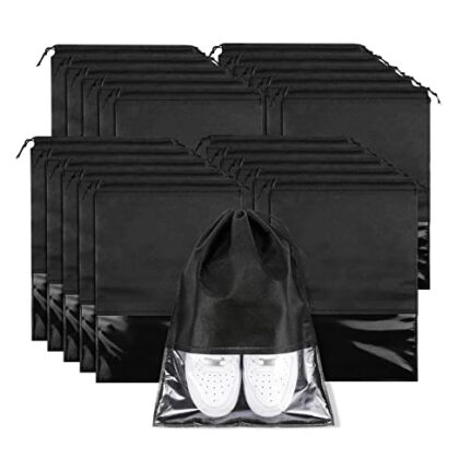 Keilend 20 Pcs Large Shoes Bag, 12.6 Inch* 17.3 Inch, Dust Proof Shoes Bags, No-Woven Drawstring Shoes Organizer for Men & Women Daily Storage Sh
