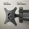 Perlegear TV Wall Bracket for Most 10-32 inch TVs or Monitors up to 20kg, Full Motion TV bracket Swivels Tilts Extends Rotates, Fits VESA 50x50mm