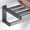 HIGOH Towel Rack High-End Towel Rack,Light Brushed Stainless Steel Simple Bath Towel Shelf Wall Mount,Bathroom Rack Hardware Bathroom Hardware