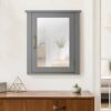 Teamson Home Wooden Bathroom Medicine Cabinet, Bathroom Wall Mirrored Cabinet, Removable Storage Cabinet, Adjustable Shelf, Grey, Mercer Collecti