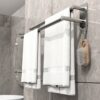 GVKAR Self Adhesive Towel Rail SUS 304 Stainless Steel Bath Towel Holder with 2 Hooks for Kitchen Bathroom 17.5 inch 2-Tier Towel Rack Wall Mount