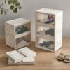 SDFGH Shoe Box Drawer Dormitory Shoe Organizer Shoe Cabinet Folding Space Saving Shoe Cabinet (Color : Argento, Size : 27 * 20 * 37.5cm)