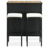 WALNUT Kitchen Bar Tables and Chairs Set Dining Room High Top Counter Height Table Set for 2 Poly Rattan Black