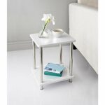 Tok Mark Traders Unique Stylish Norsk High Gloss Stainless Steel Legs Small End Table, Snack Side Table for Sofa and Bed Living Room Bedroom Tabl