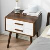 SDFGH Retro Bedside Table Minimalist Bedside Table, Double Drawer Design Bedside Table