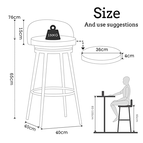RTYHN Swivel Bar Stools Set of 2, Metal Home Barstools with Velvet Upholstered Island Chairs Stools, for Breakfast/Dining Room Counter Height 25.