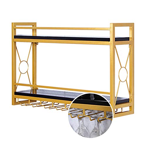 Wine Rack Wall Mounted - Metal Hanging Wine Bottle Rack Wall Mounted Storage Glass Holder, Holds 5 Glasses for Kitchen Dining Room Wine Cellar Ba