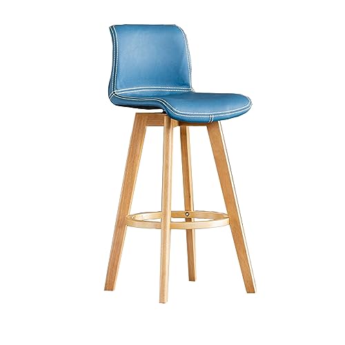 N/A Bar Stools Set of 2, Swivel Bar Chair Rubberwood High Stools, with Upholstered Backrest Seat & Footrest, for Kitchen Counter Dining Room Isla
