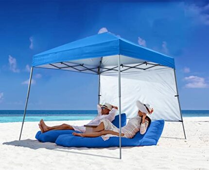 ABCCANOPY Pop up Gazebo With One Side Panels Large Base Upgraded Bag, Stakes and Ropes (2x2M Slant legs,Blue)