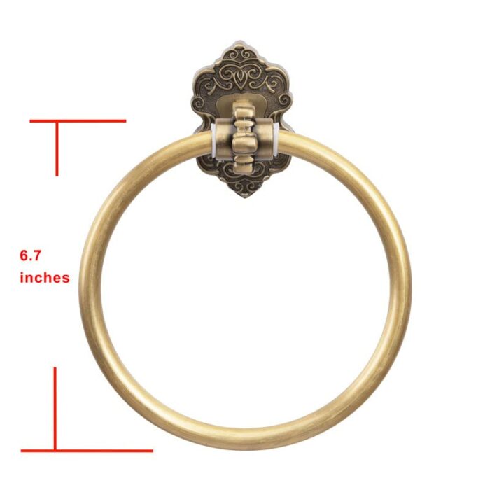 SDH Bathroom Towel Ring - Vintage Style Antique Brass Towel Hanger - Wall Mount Kitchen & Bathroom Hand Towel Holder - Pack of 1 Heavy Duty Decor