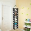 UrMsun 10 Tiers Vertical Shoe Rack, Tall Small Narrow Space Saving Shoe Storage Organizer for Entryway Door Single Pairs Sturdy Shoe Shelf (10 Ti