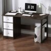 HDDFG Modern Fashion Computer Desk Office Computer Stand Desk Student Writing Study Desk 3 Drawer Learning Table Home Furniture Home Office Game