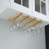Hanging Under Cabinet Stemware Wine Glass Holder Rack , Adjustable Natural Wood , Pack of 2