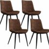 dining chair Kitchen Dining Room Furniture Chairs Set Of 4 Dining Chairs Kitchen Chair Modern Frosted Leather Metal Non-Slip Feet For Suitable Si