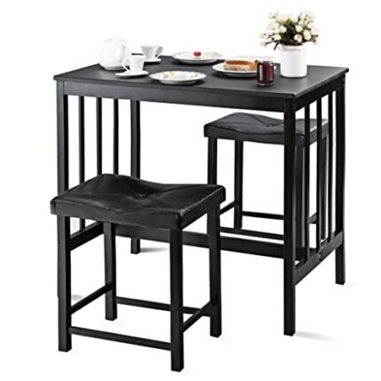 WALNUT 3 Pieces Counter Height Dining Table And 2 Backless Stools Kitchen Bar Furniture