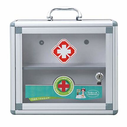 BSTCAR Medicine Cabinet with Lock, Medicine Storage Box Portable Transparent Lockable Medicine Box Medical Cabinet First Aid Wall Mounted Medicin