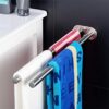 TBIIEXFL Double Arm Towel Holder Stainless Steel Towel Bar Rail Wall Kitchen Hanger Shelf For Towels Bathroom Towel Rack