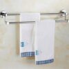 Bathroom Bathroom Shelf Double Bar Towel Rack Storage Rack Kitchen Cloths Hanger Tower -Resistant Shower Holder - Silver Tower Hanger/70Cm
