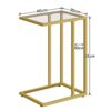 HOOBRO Side Table C Shaped, Set of 2, Gold Side Table, Tempered Glass Sofa Side Table, Under Sofa Table, Small Coffee Table with Metal Frame, Sma