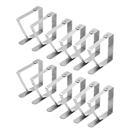 Geoyien Outdoor Tablecloth Clamps, Tablecloth Clips, 12 Pieces Tablecloth Clips for Tables, Adjusting Firmly Fixed, Easy Clean, Stainless Steel,