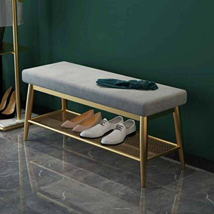 TJLSS Shoe Change Stool Shoe Cabinet Home Door Can Sit Bed End Bench Simple Door Shoe Stool (Color : Argento, Size : 80cm length)