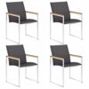 vidaXL Garden Chairs 4 pcs Textilene and Stainless Steel Grey