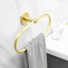 RAKUTE Towel Rings, Brushed Gold Aluminum Wall Mounted Towel Rack, Bathroom Towel Round Holder, No Punching Oval Towel Shelf Bathroom Ring