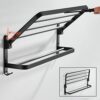 QUANJJ Towel Rack Shower Holder Bathroom Accessories Folding Organizer Hook Hanger Aluminum Storage Shelf