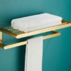 HIGOH Towel Racks, Bathroom Towel Rack Wall Mounted Towel Holder,Bath Hardware,Brushed Aluminum Towel Rack Towel Bar Corner Shelf