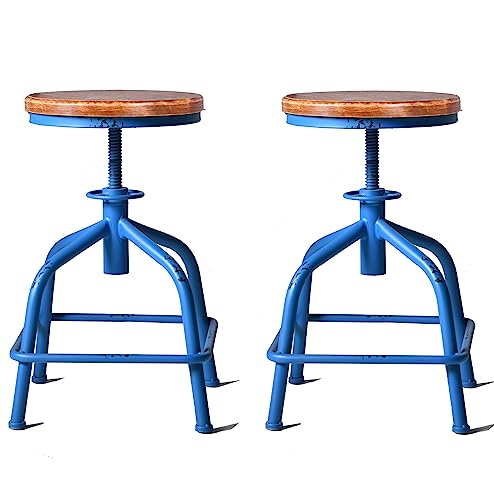 Topower Farmhouse Kitchen Stool, Industrial Counter Stool, Kitchen Deco Round Seat Standard Height Adjustable Swivel Bar Stools Indoor House Desi